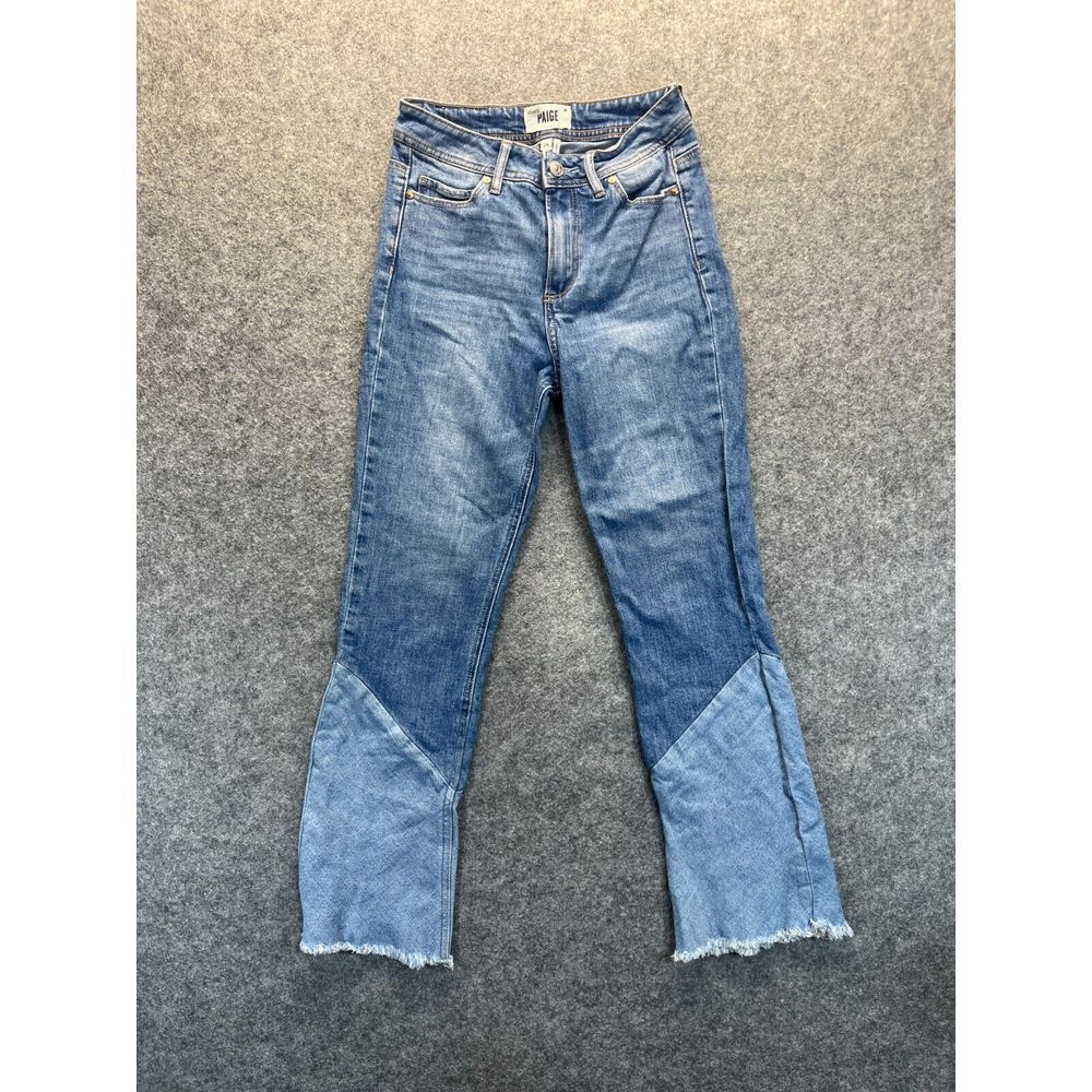 Paige Jeans Women's 24 Colette‎ Crop Flare Multi Color Raw Hem Denim High Rise